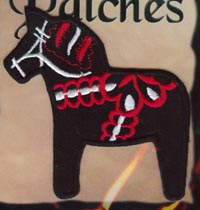 Black Dala Horse Iron-On Patch